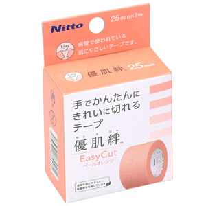 手でかんたんに切れるテープ「優肌絆」（ゆうきばん）25mm×7m